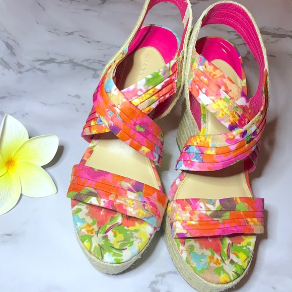 Gianni Bini Shoes - Gianni Bini Floral Strappy Espadrille Wedges